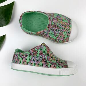 Native Jefferson Sugarlite Slip On Shoes Green Floral Sandals Kids Toddler C4